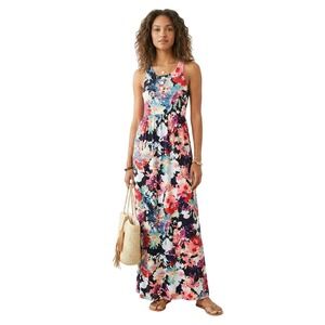 Bellamie Beachy Maxi Dress Multicolor Floral Sleeveless Stretch Boho Size XS